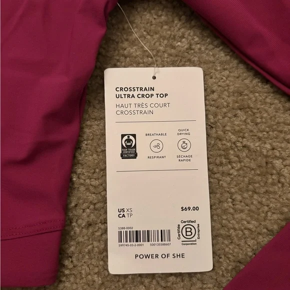 NWT Athleta Crosstrain Ultra Crop Top in Magenta - Picture 6 of 7